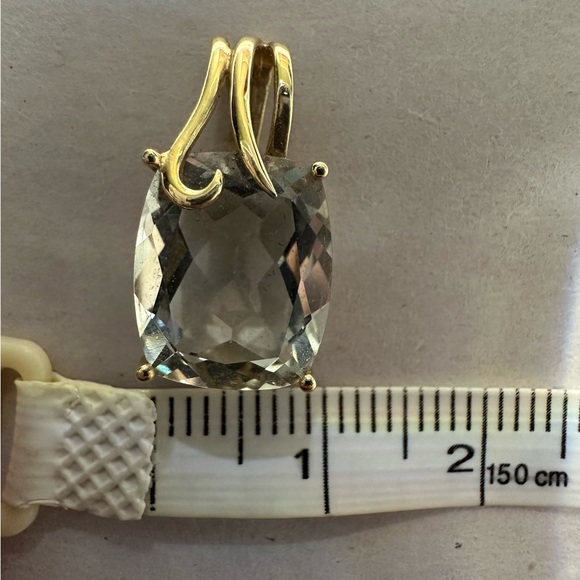 Solid 14K Yellow Gold Prasiolite Gemstone Necklace - Picture 7 of 9